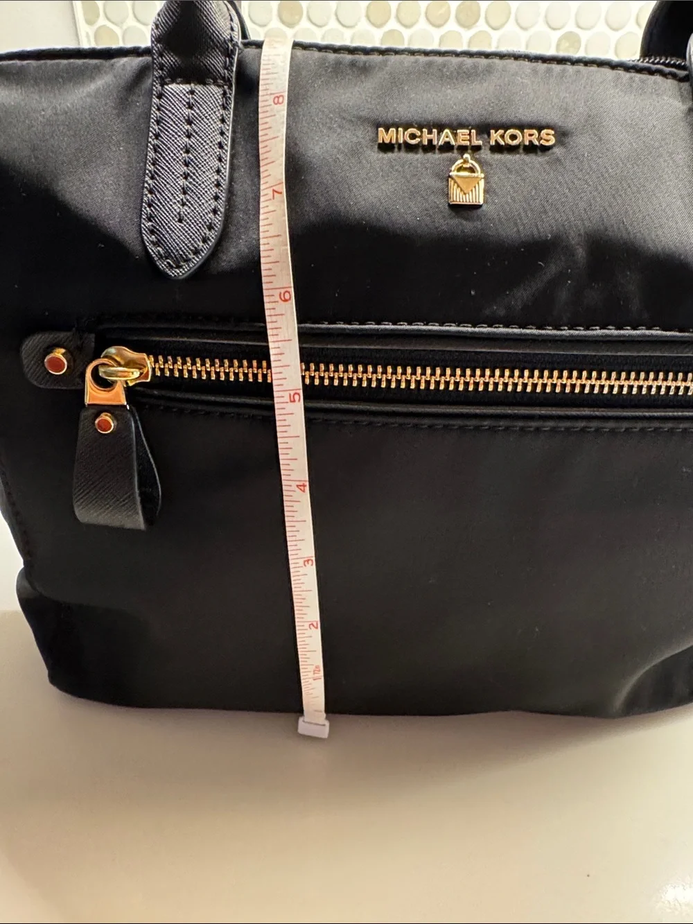 Michael Kors Black Nylon Tote with Gold Hardware